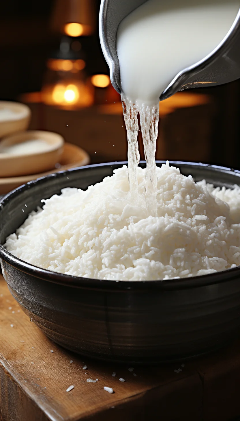 elaboración de arroz con leche de coco